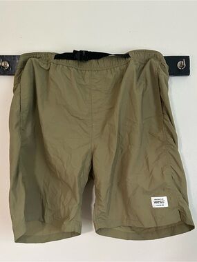 WESC Olive Drawstring Athletic Shorts with Belt
